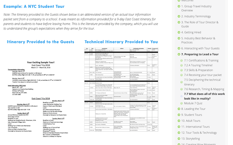 itinerary