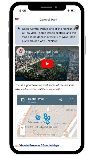 screenshot of tour guide smartphone app
